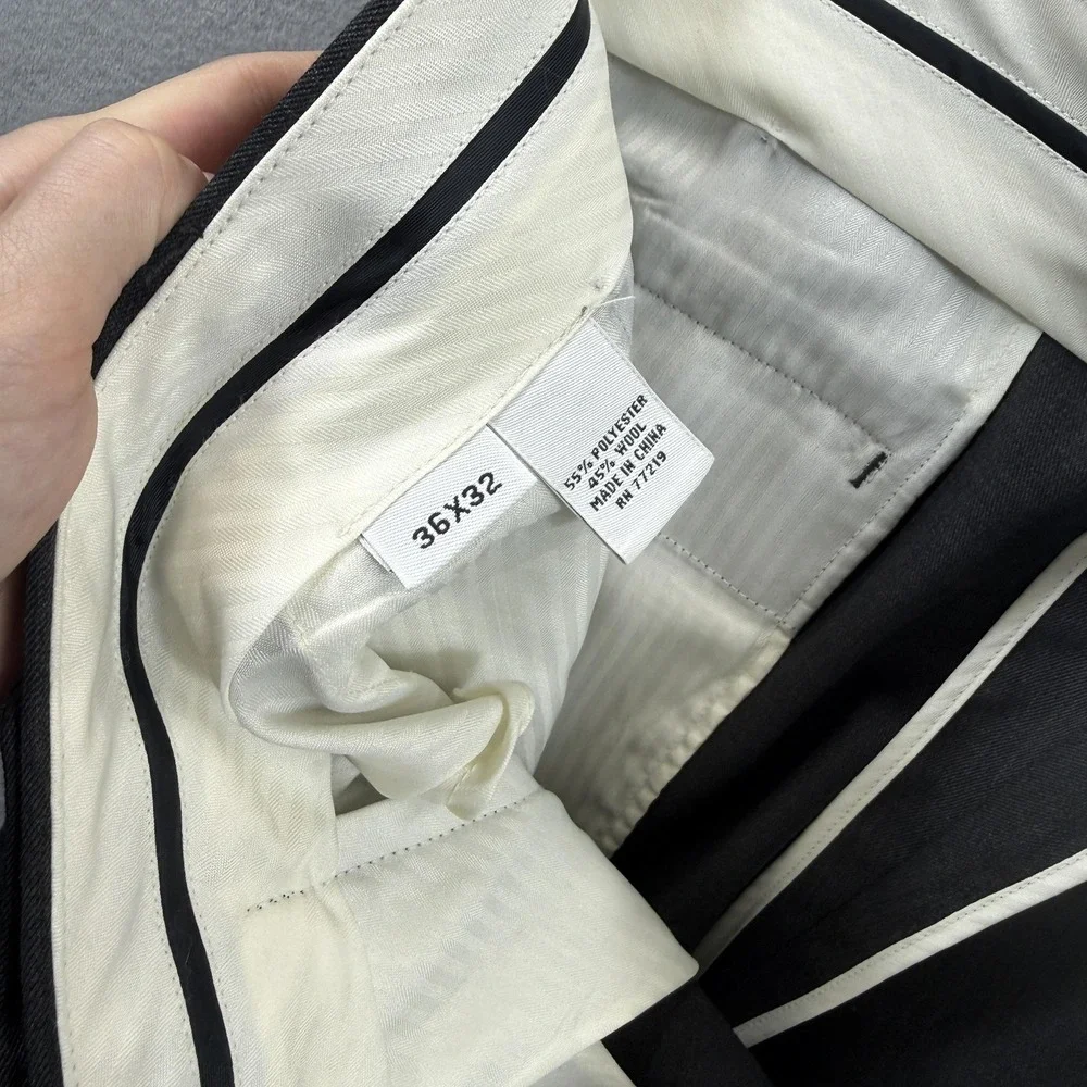 Joseph & Feiss International Pants Mens 36x32 (Fit 36x26) Gray Wool Dress Cuffed